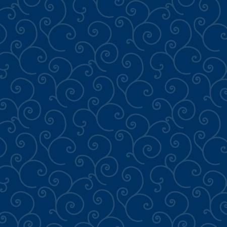 Kimberbell Navy Tonal Scroll Fabric 8243M-N