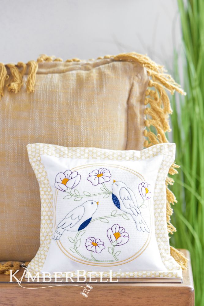 Kimberbell Digital Dealer Exclusives 3 August 2024 - Happy as a Lark Trapunto Pillow embroidery design