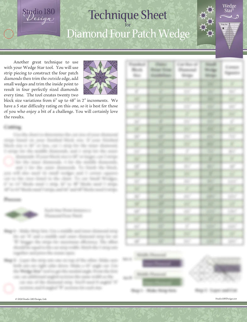 Studio 180 Diamond Four Patch Wedge Technique Sheet