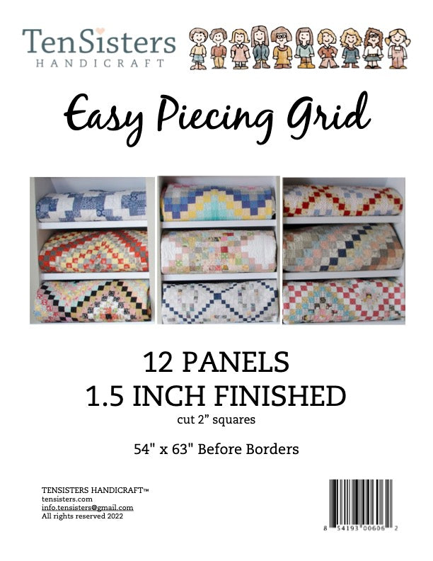 Easy Piecing Grid 12 panels 1.5" finished