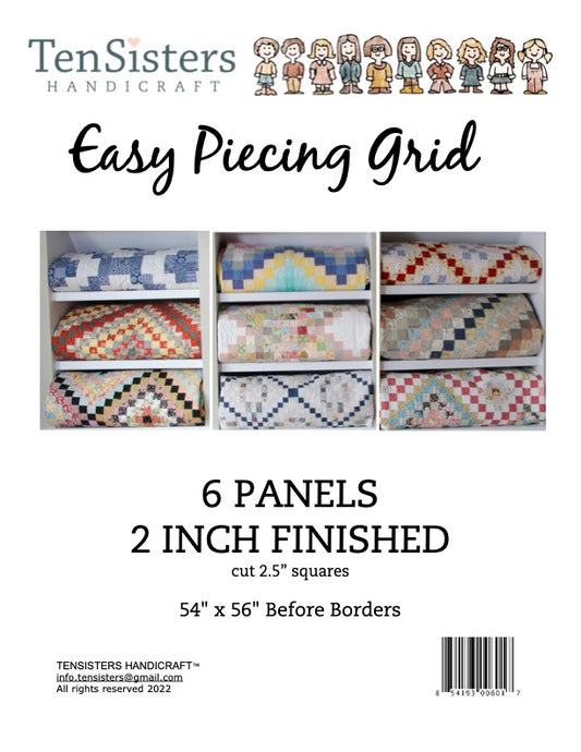 Easy Piecing Grid 6 panels 2" finished